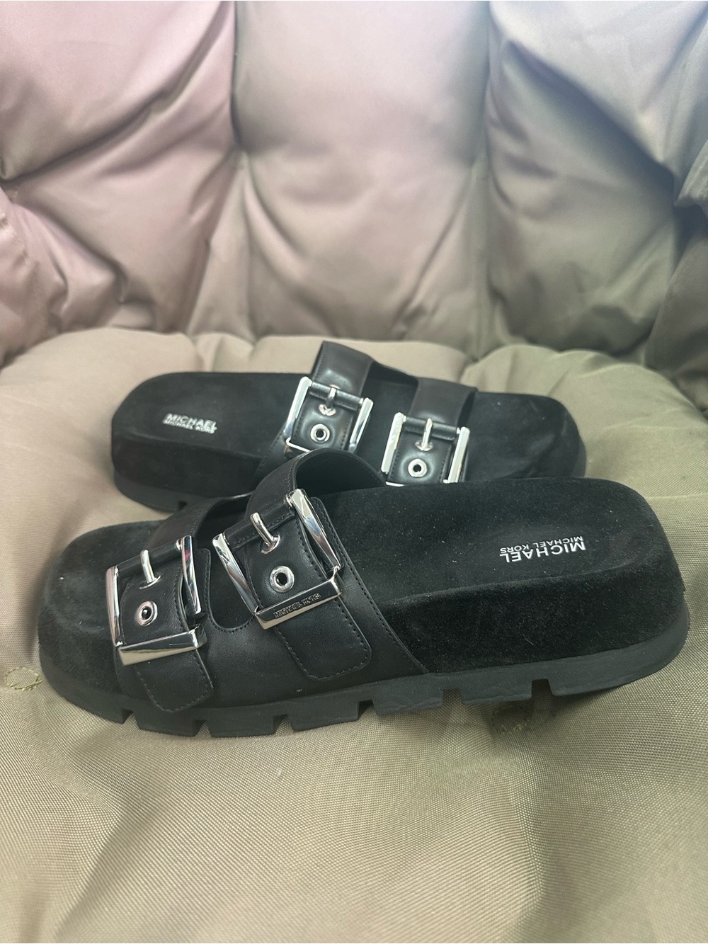Michael kors Colby Seude and leather flat sandals size 10 women’s bohemian
